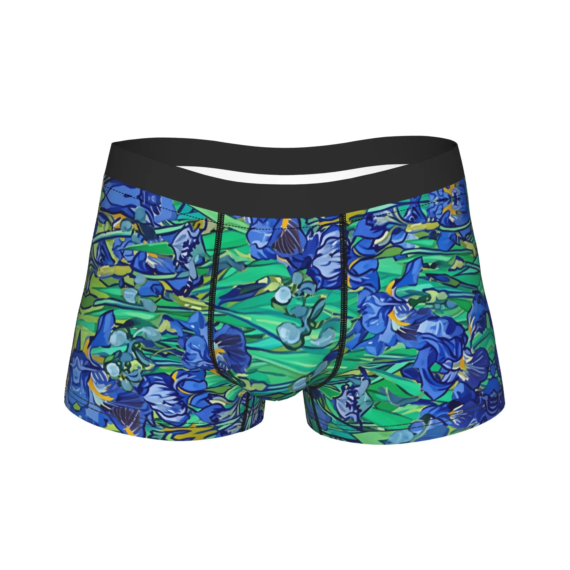 Custom Vincent Van Gogh Purple Irises Boxershorts  Pouch Underwear Trenky Printed Boxer Brief Funny Men Panties Plus Size 2XL