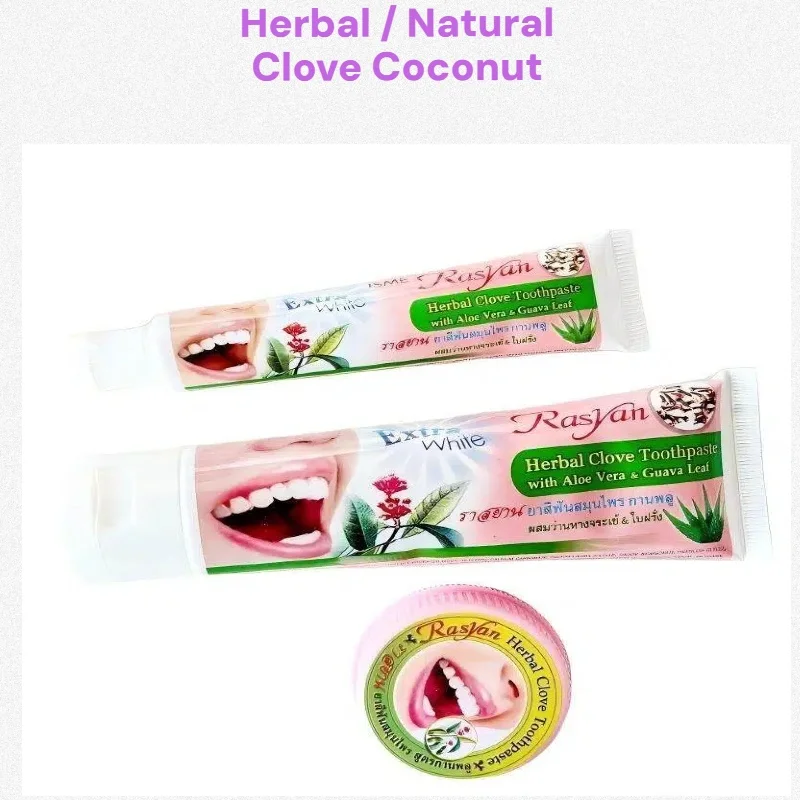 Thailand Herbal Clove Coconut Toothpaste Powder Whitening Anti-Tartar Fresh Breath Gum Care