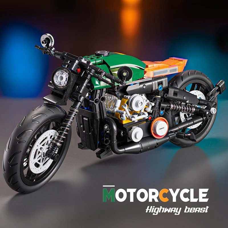 1:8 blocs de construction rétro moto ensembles ville café Racer moto blocs techniques jouets Festival cadeaux pour enfants garçons adultes