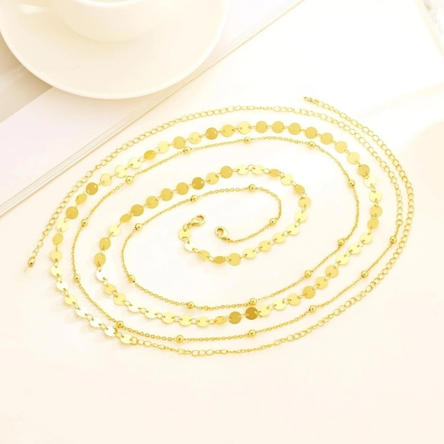 Silver Plated Gold Plated Belly Chain Adjustable Body Chain Bikini Waist Beads for Women Coin Dainty Body Chain for Women view 4