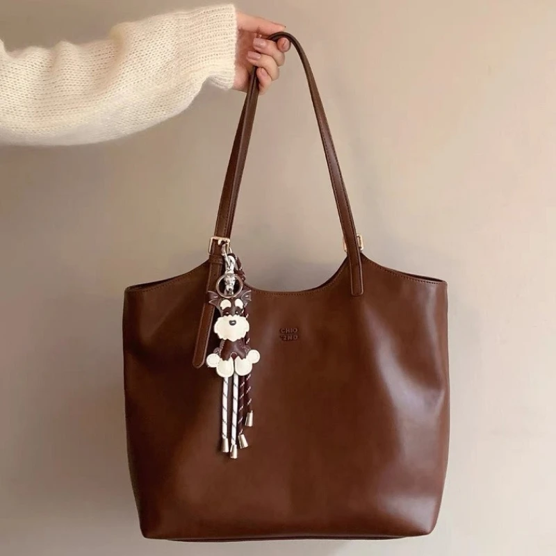 

New PU Leather Large-Capacity Tote: Commute Essential for College Students Class & Office Workers (Single-Shoulder)