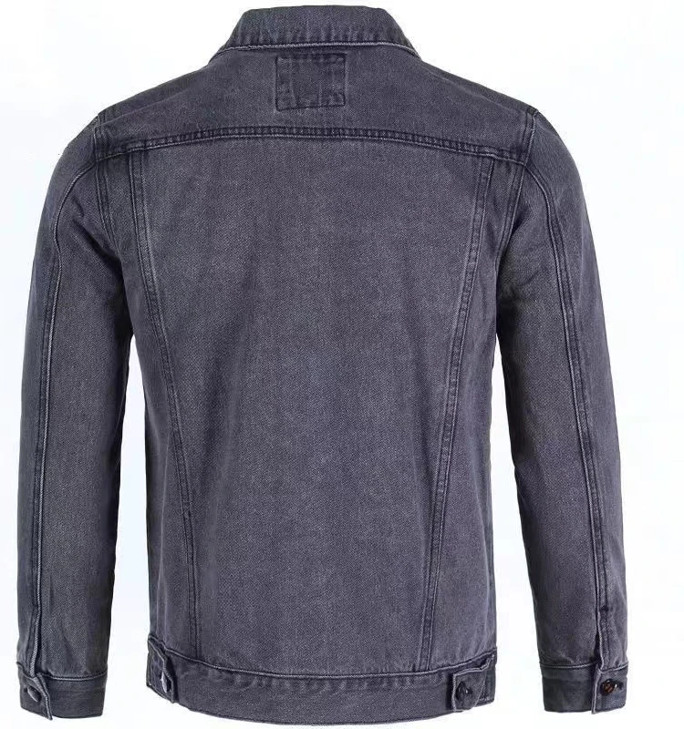 

Loose Fit Men's Denim Jaet Spring Autumn New Sle Casual Workwear Jaet Turn-down Collar Multi-ket Youth Faion