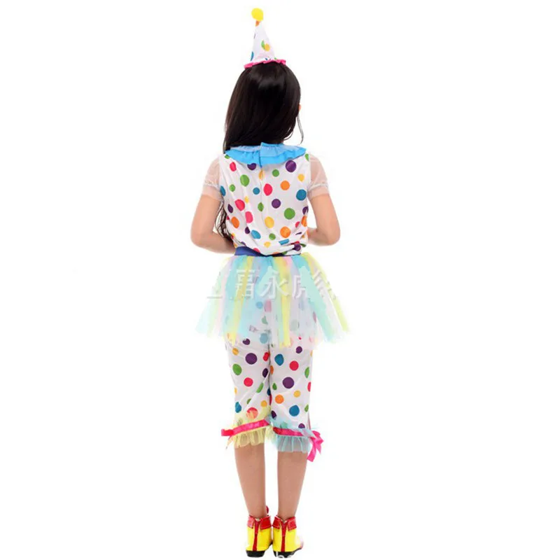 Macchie colorate ragazze circo pagliaccio Cosplay bambini bambini Halloween Joker drill Costume carnevale Purim parata gioco di ruolo vestito da partito