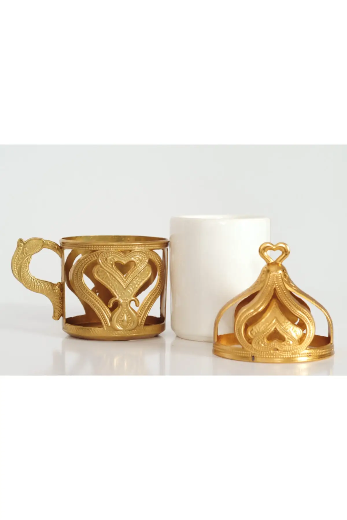 DOLBOVI Double Heart Pattern cup Pad Gold handmade espresso cup