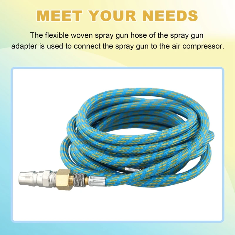 ABUL-3 Meter/9.84Ft Nylon Braided Airbrush Air Hose Standard 1/8Inch-1/4Inch Adapter Suit For Air Bursh
