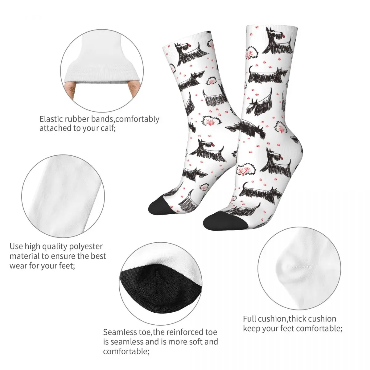 Scottish Terrier Dogs Socks 남성 여성 선물 동물 강아지 애인 양말 하라주쿠 봄 여름 가을 겨울 양말, 선물