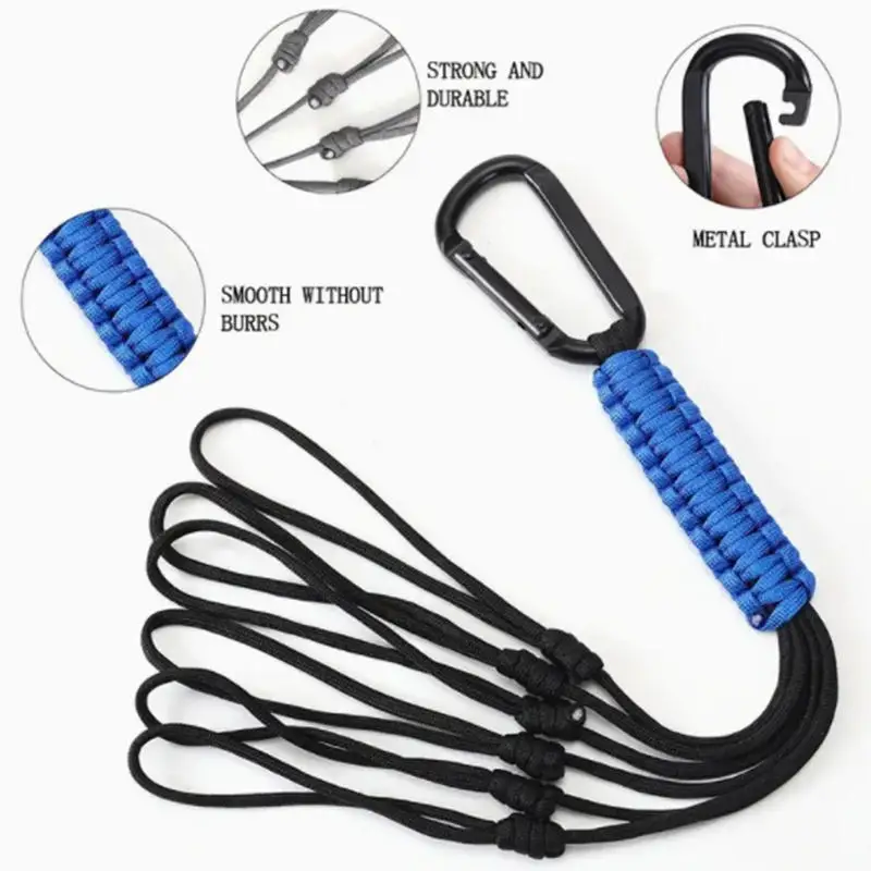 المنسوجة يدويا Paracord المفاتيح النايلون حبل أدوات البقاء في الهواء الطلق متعددة الوظائف المظلة حبل هوك أداة تعليق