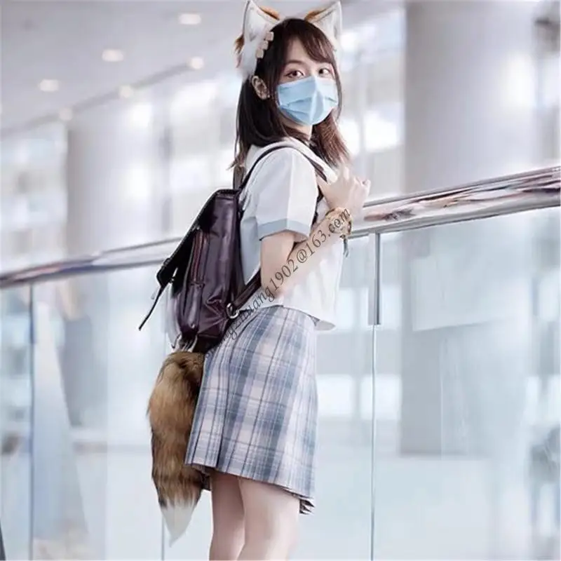 مجموعة Q6RB من 3 Foxes Tail Rings Soft Halloween Bag Bag سحر Keyring Cosplay Assplay