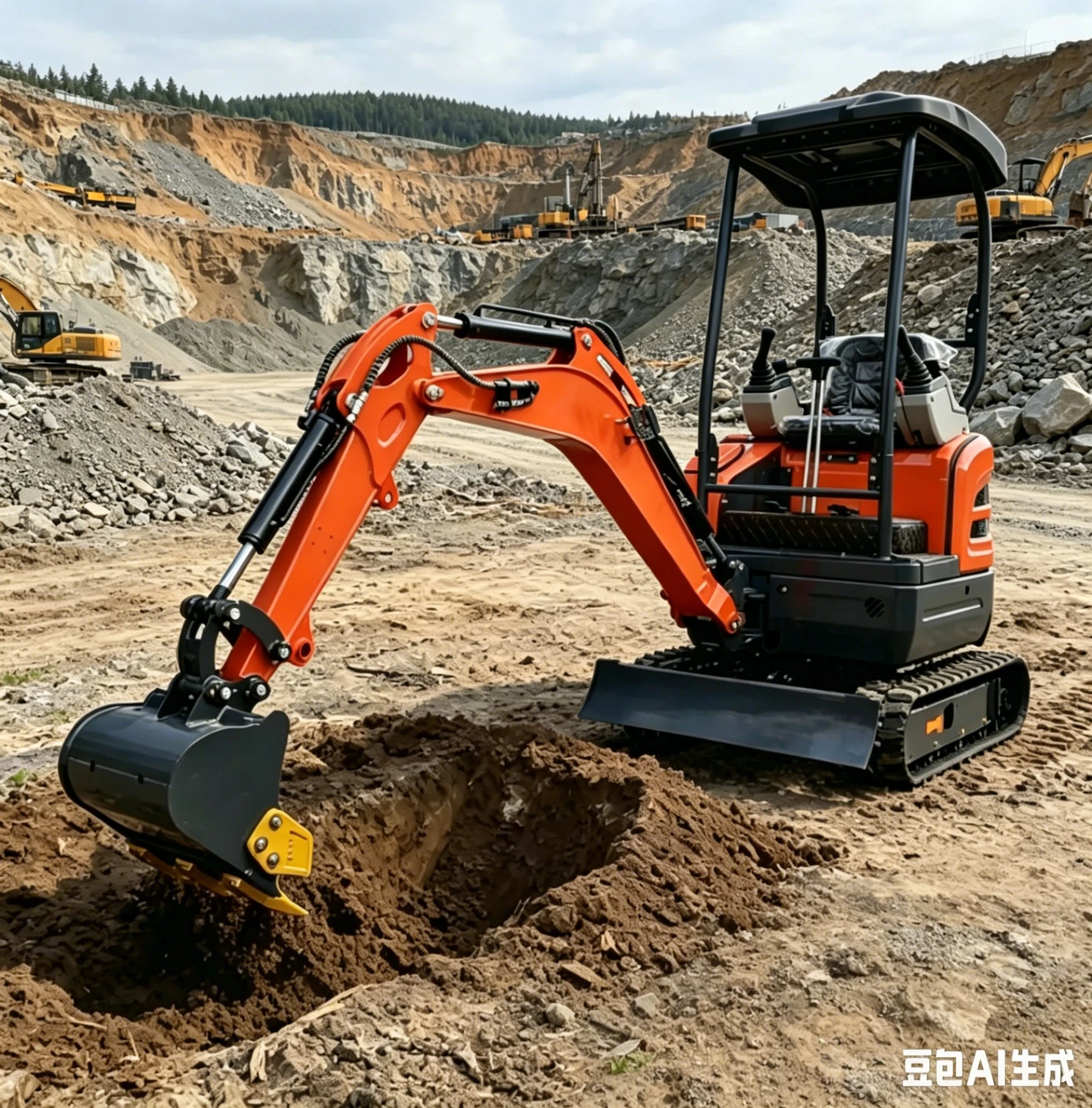 Customized 2.0ton Mini Excavator Reinforced Bucket Anti-Slip Crawler Tracks Stable Running For Household Engineering Projects