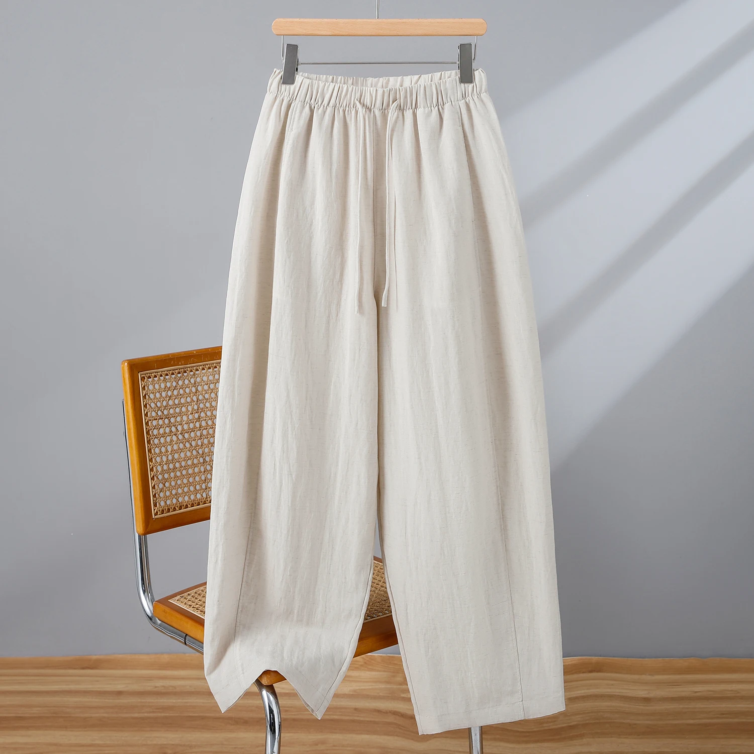 New 2026 Harem Pants Cool Anti-Wrinkle Comfortable Breathable Lenzing Linen Pants Women's Casual Trousers Natural Waist