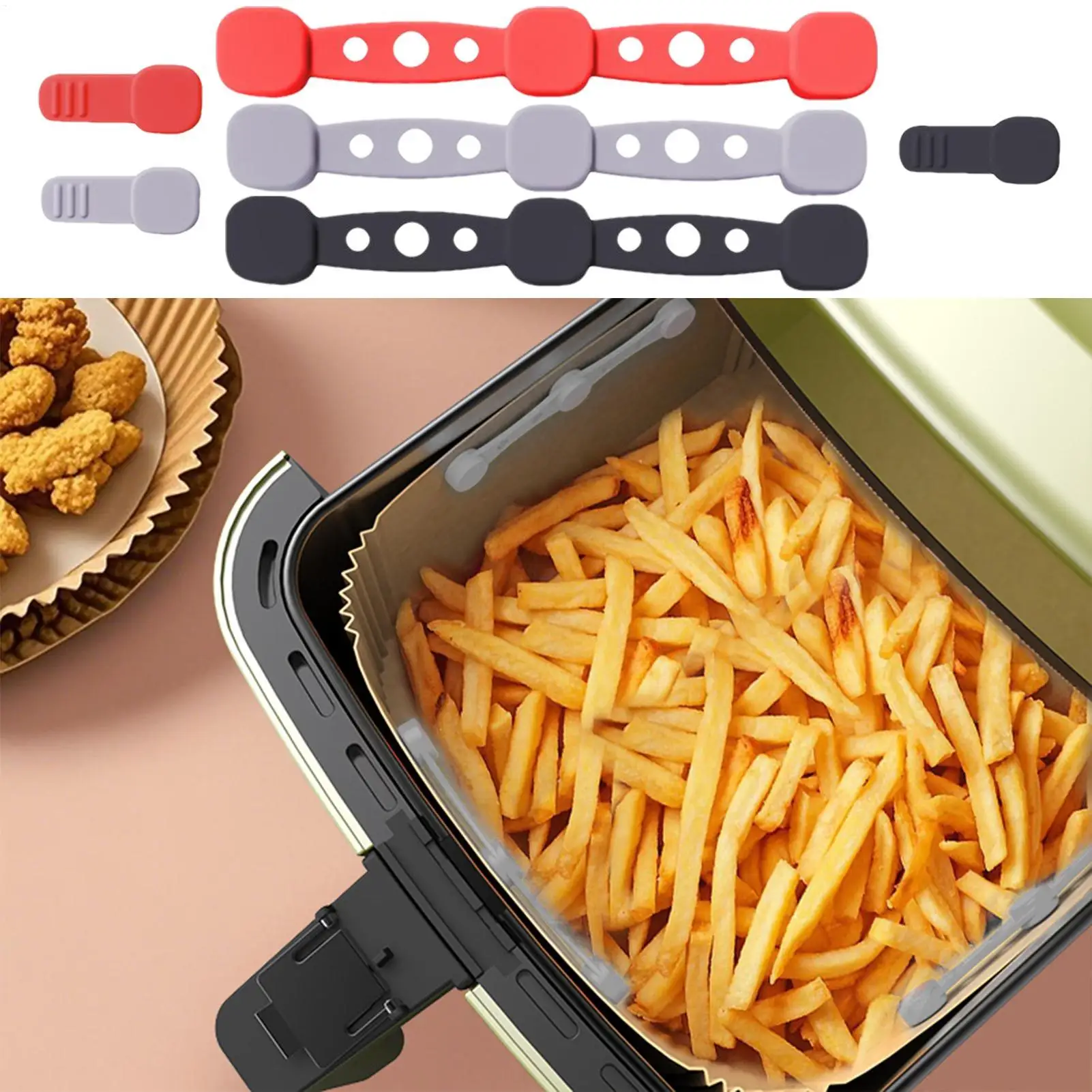 Reusable Air fryer magnet silicone buckles Heat-Resistant Air Fryer Basket Liner Magnets for Steaming Cooking Baking