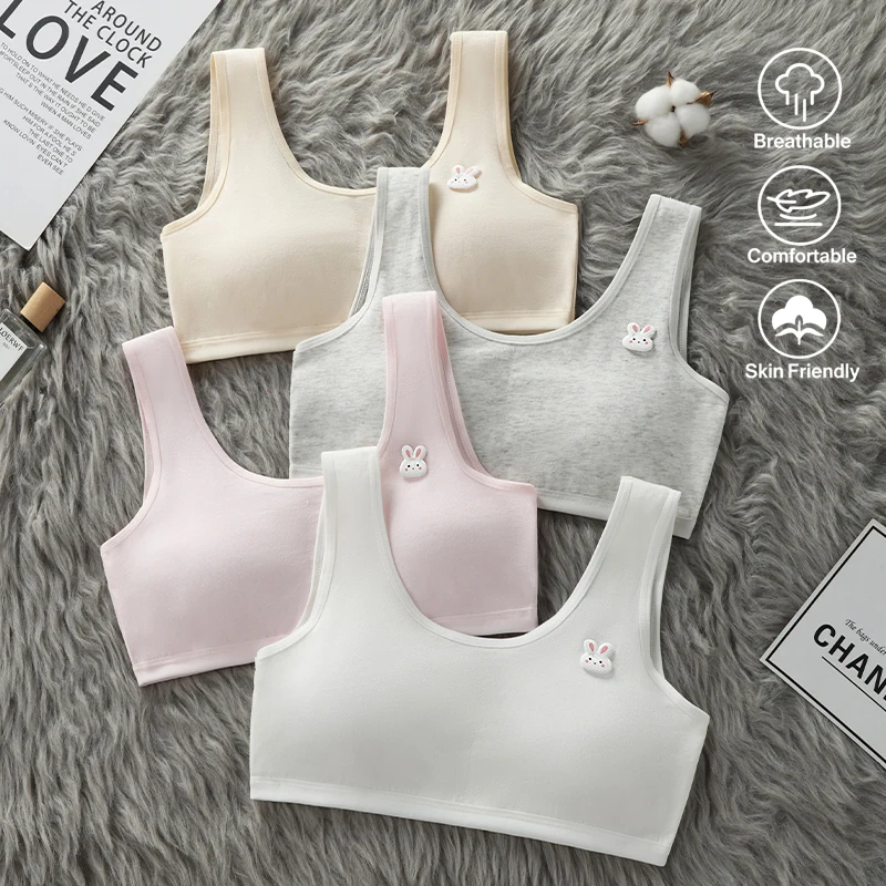 Underwear for female students, anti protrusion point, developmental period, girls' vest, comfortable and breathable, girls' cott