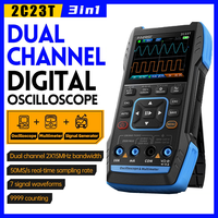 FNIRSI Latest 2C23T 3-In-1 Multimeter Digital Oscilloscope Signal Generator, Dual Channel 10MHZ*2 50MS/S, 9999 Counts