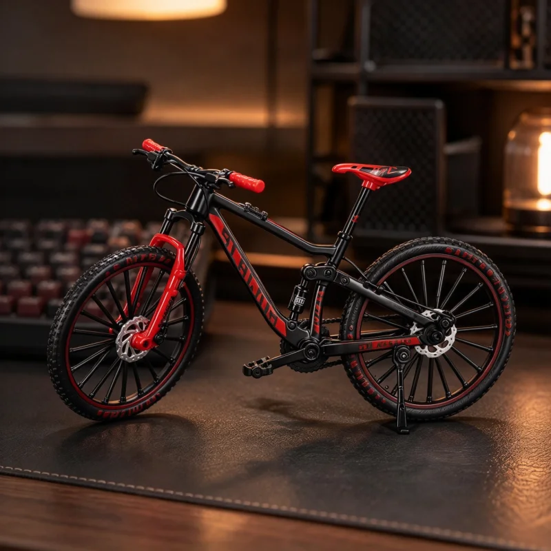 :10 Ratio Alloy Full-Suspension Mountain Bike Model, Die-Cast Mini Downhill Mountain Bicycle Toy, Realistic Finger-Press Bicycle