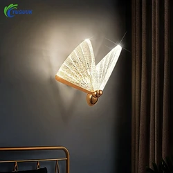 Modern LED Butterfly Wall Lamp Indoor Lighting Acrylic Lampshade Wall Lights For Bedside Bedroom Sconces Home Decoration