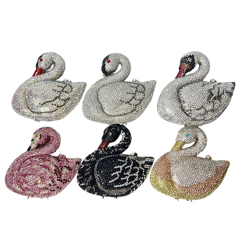 

Evening Bag Crystal Embedded Swan Animal Handbag Diamond Studded Dinner Clutch Women's Faionable Commuting Sle Hard ell