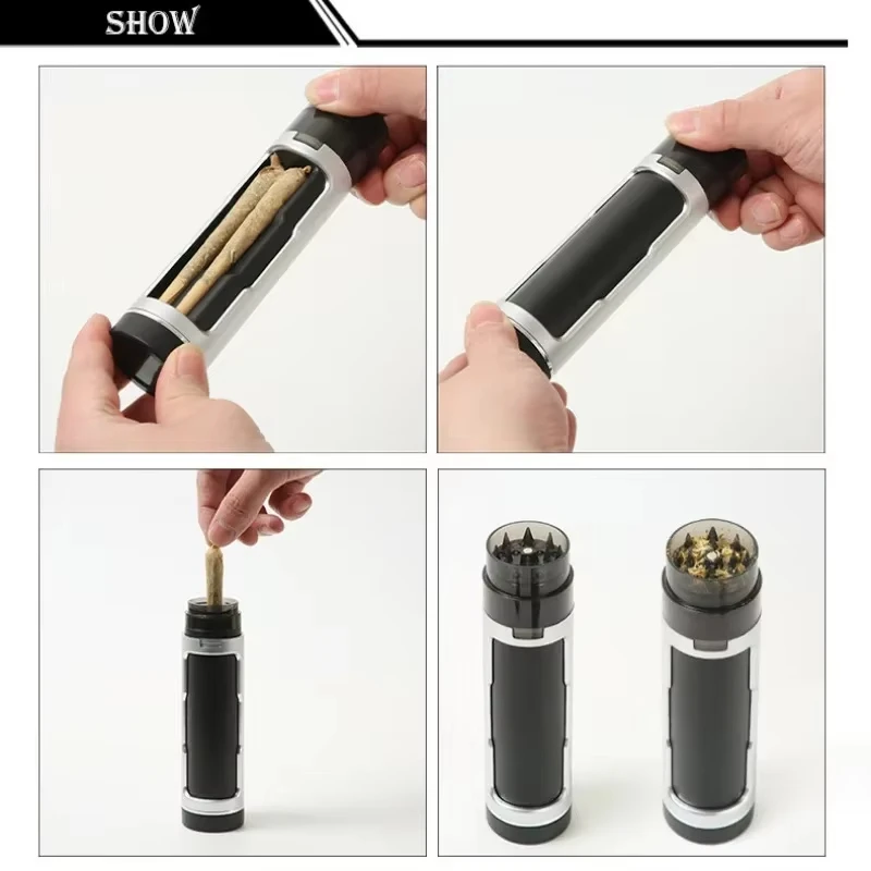 2025 Cigarette Grinder Manual Portable Multi-function Double-tube Spice Herb Cone Winder Smoking Accessories Crusher