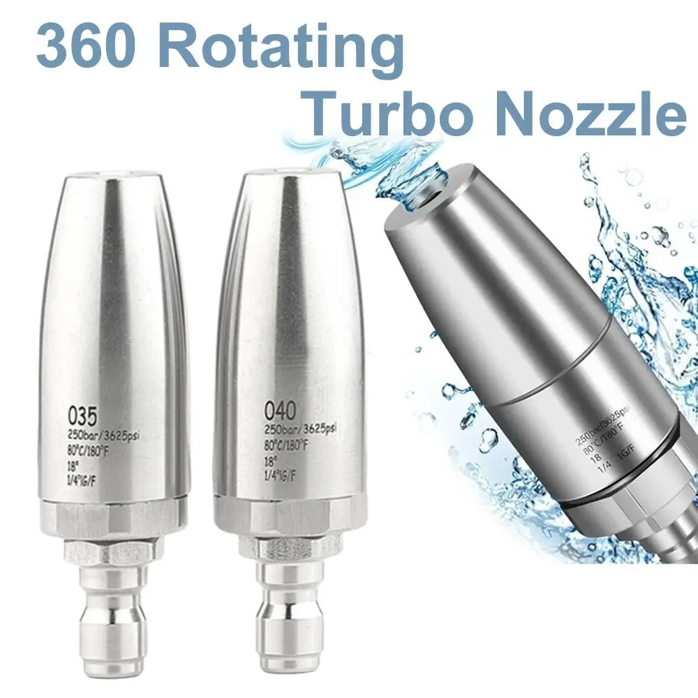 

Portable Rotating Nozzle Stainless Steel 3625 PSI Pressure Washer Tips 1/4 Quick Connect Spray Head Hot and Cold Water