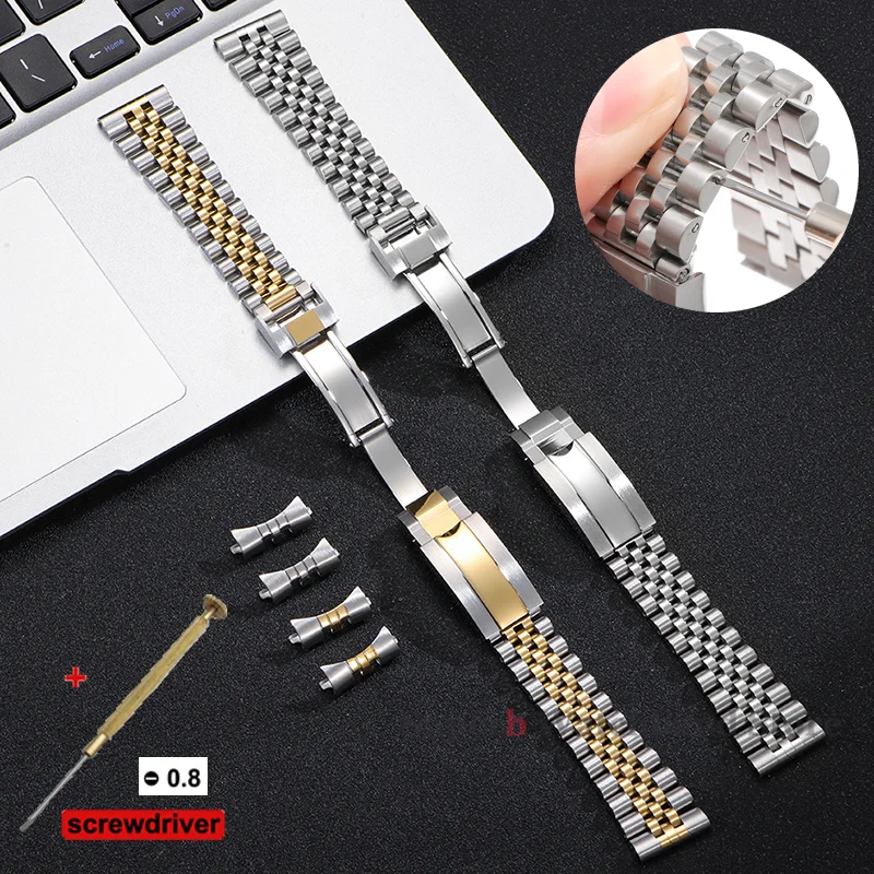 

20mm 21mm Jubilee Curved End Watchband for Rolex Sub GMT Yacht Daytona Men's Strap Luxury Watch Bracelet Replacement Accessories