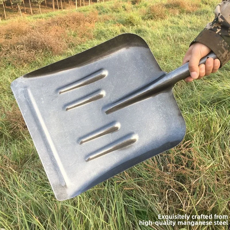 High Manganese Steel Flat Spade Thickened Russian Square Shovel Multi-purpose Grain Manure Snow Removal Farm Breeding