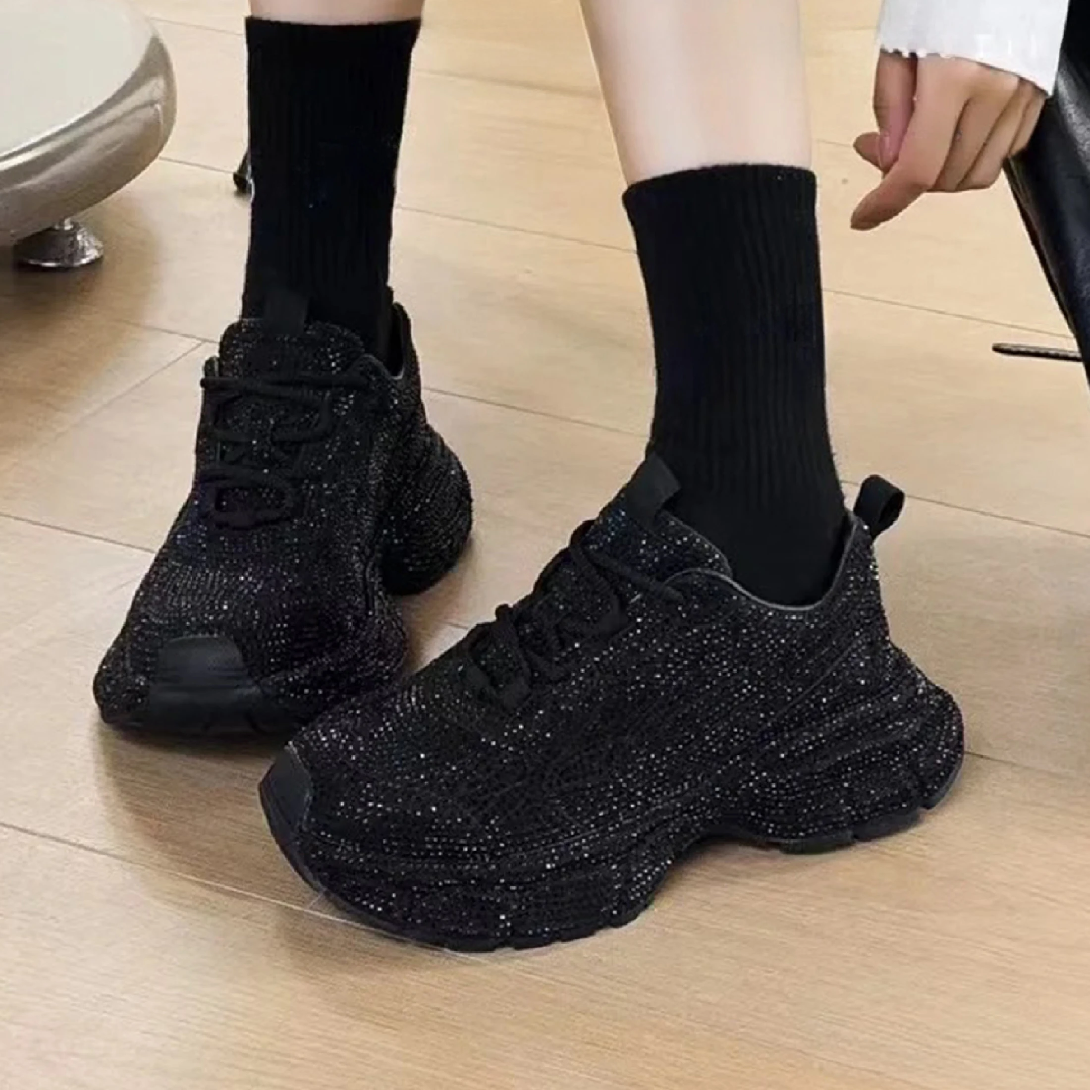 

Кроссовки NIGO на шнуровке для мужчин и женщин, модная Повседневная Удобная обувь со стразами, черные, Ngvp # nigo8186