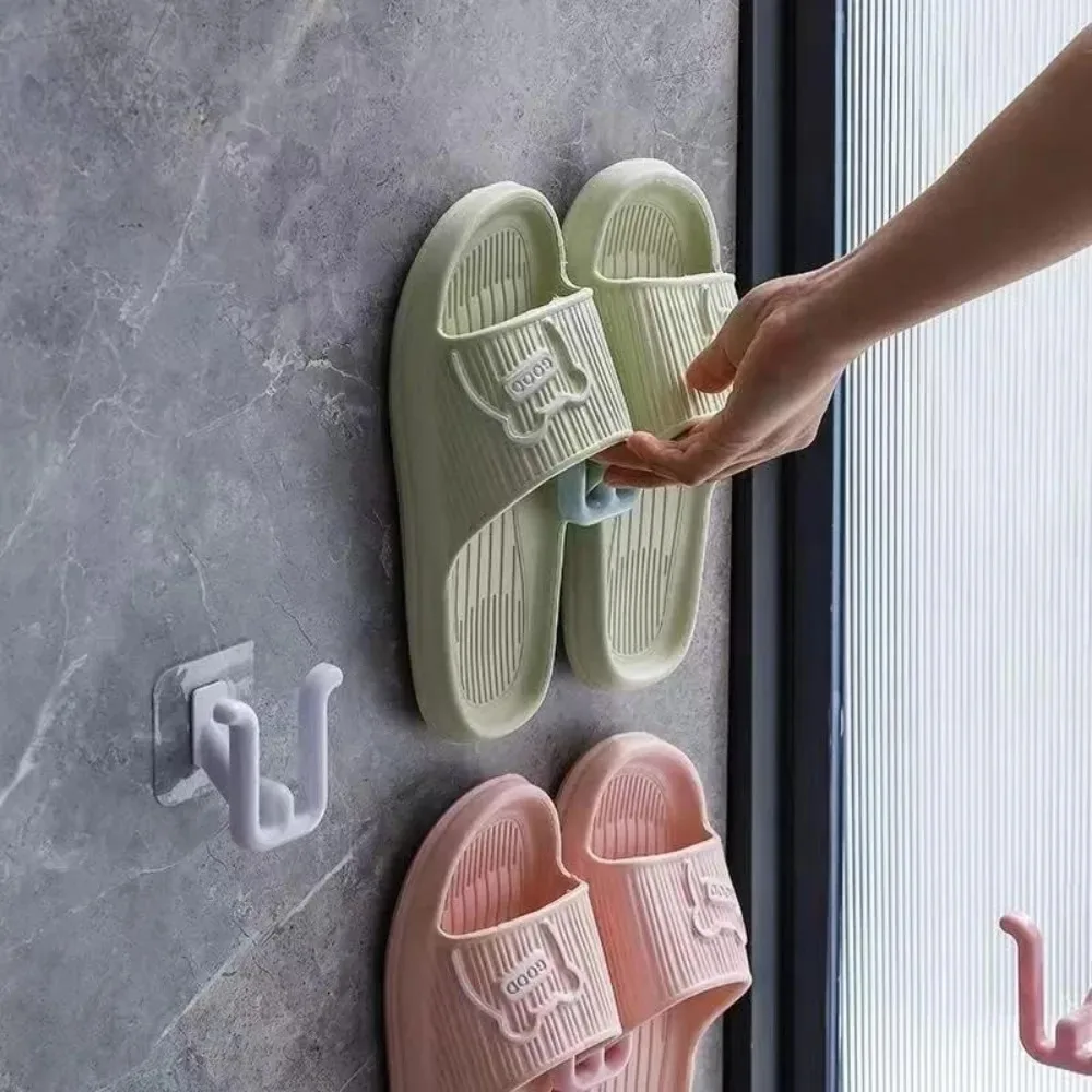 2pcs Slippers Hook Bathroom Shower flip Flops Adhesive Storage Organizer Rack Saving Space Babouche Sticky Holder