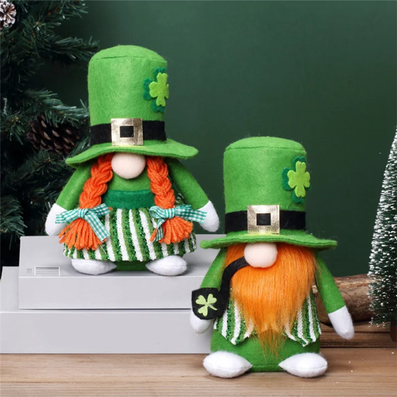 ABNL St Patricks Day Gnomes Decorations, Lucky Green Gnomes Plush For The Home, St Patricks Day Stuffed Doll Gifts For Decor, Du