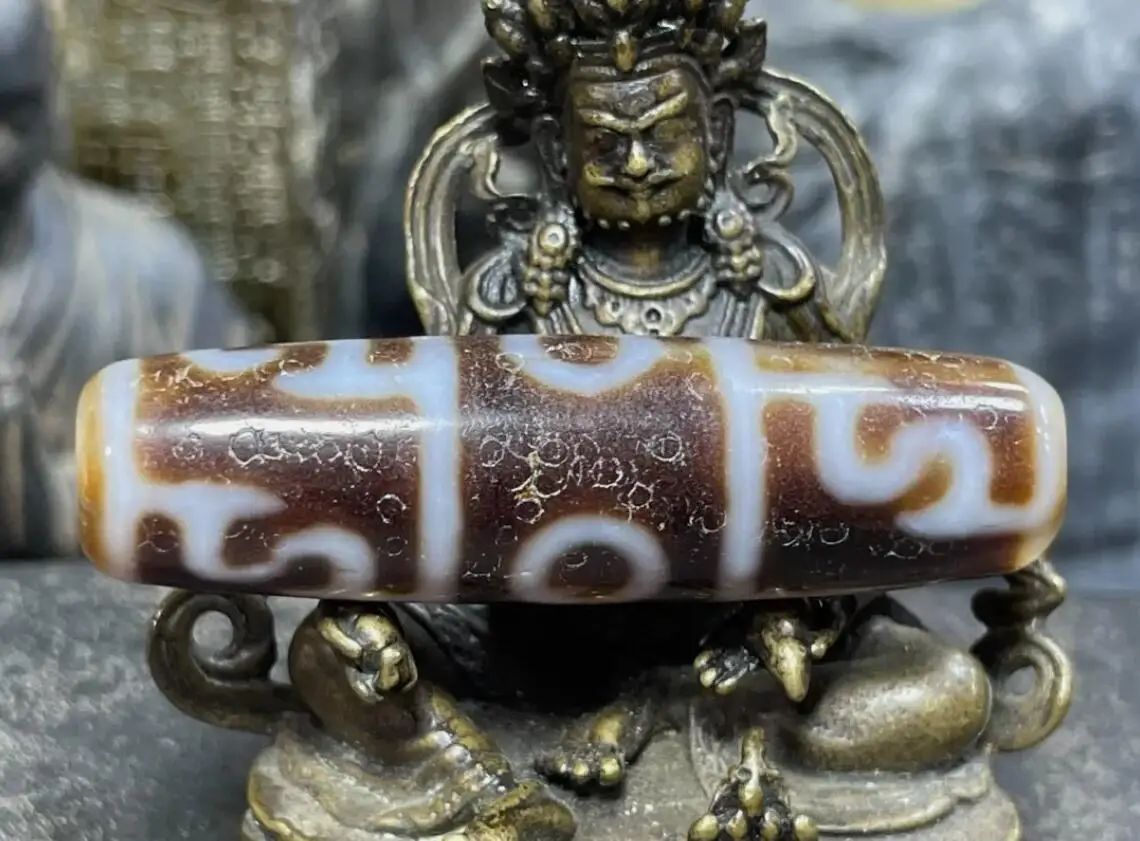 Tibetan Nepalese Himalayan Ancient agate Old Dzi Talisman 3 eye Beads Amulet