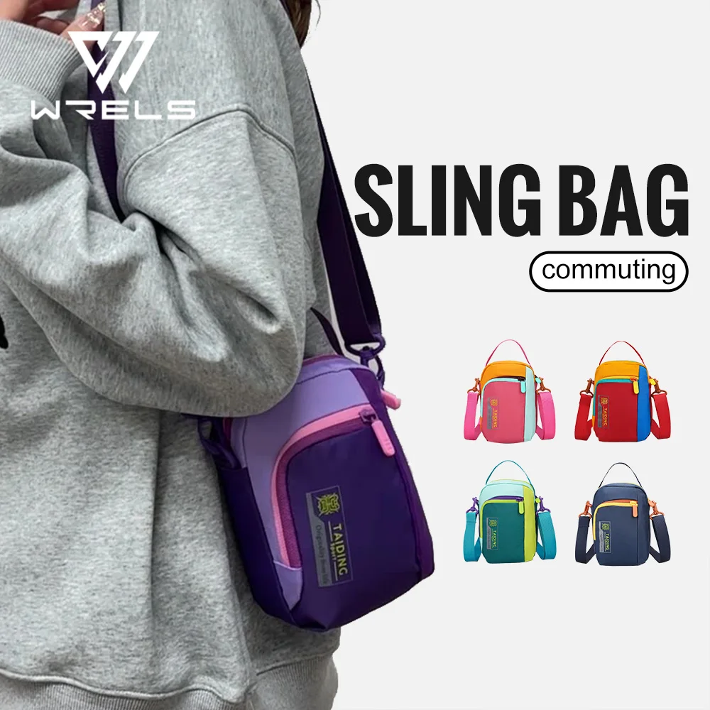 WRELS Sports Crossbody Bag Nylon Travel Lightweight Waterproof Shoulder Bag Large Capacity Adjustable Multi function Waist Bag