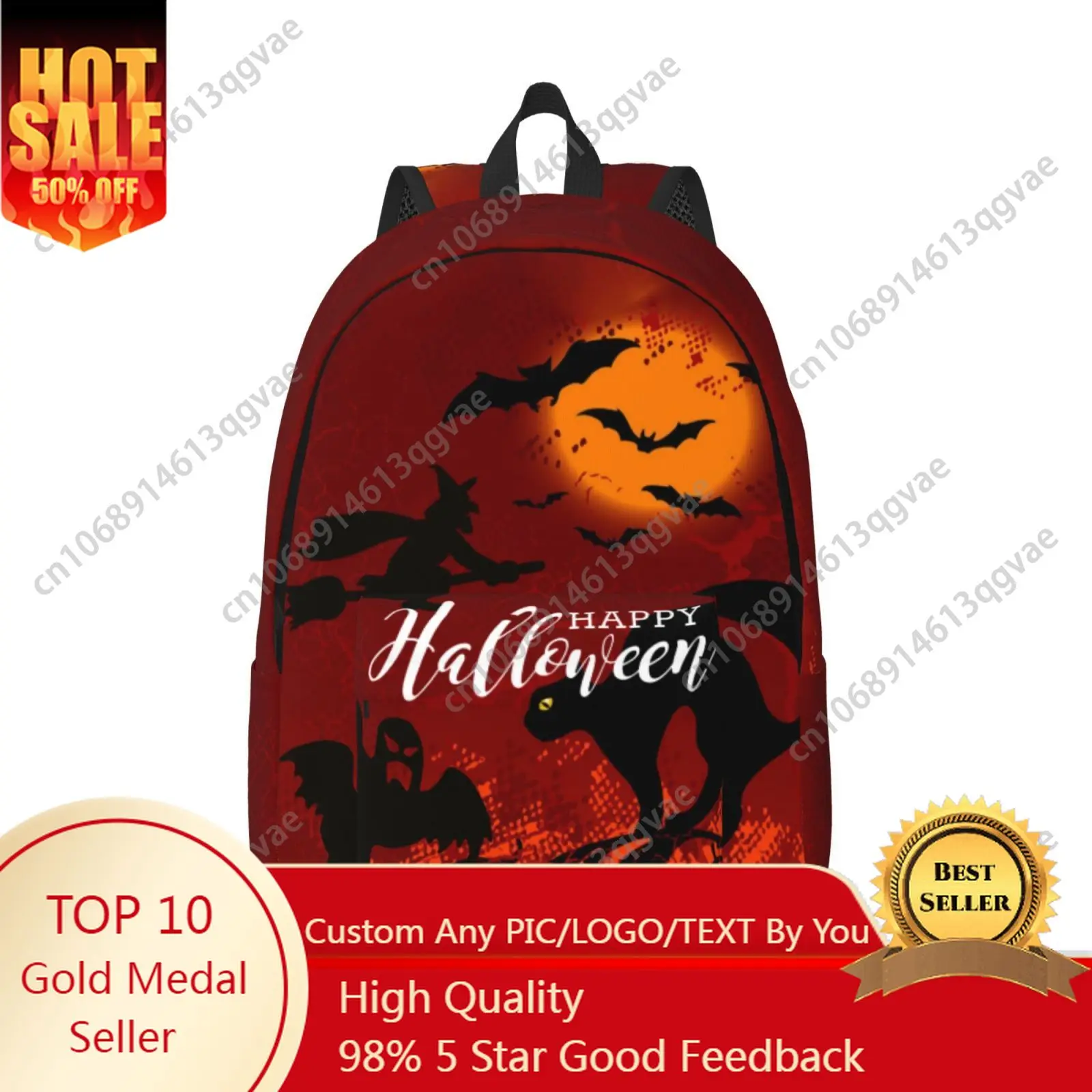 

2025 Halloween Horror Carnival Custom Canvas Lightweight Backpack Fashion Durable Student Men Women Business Daypack