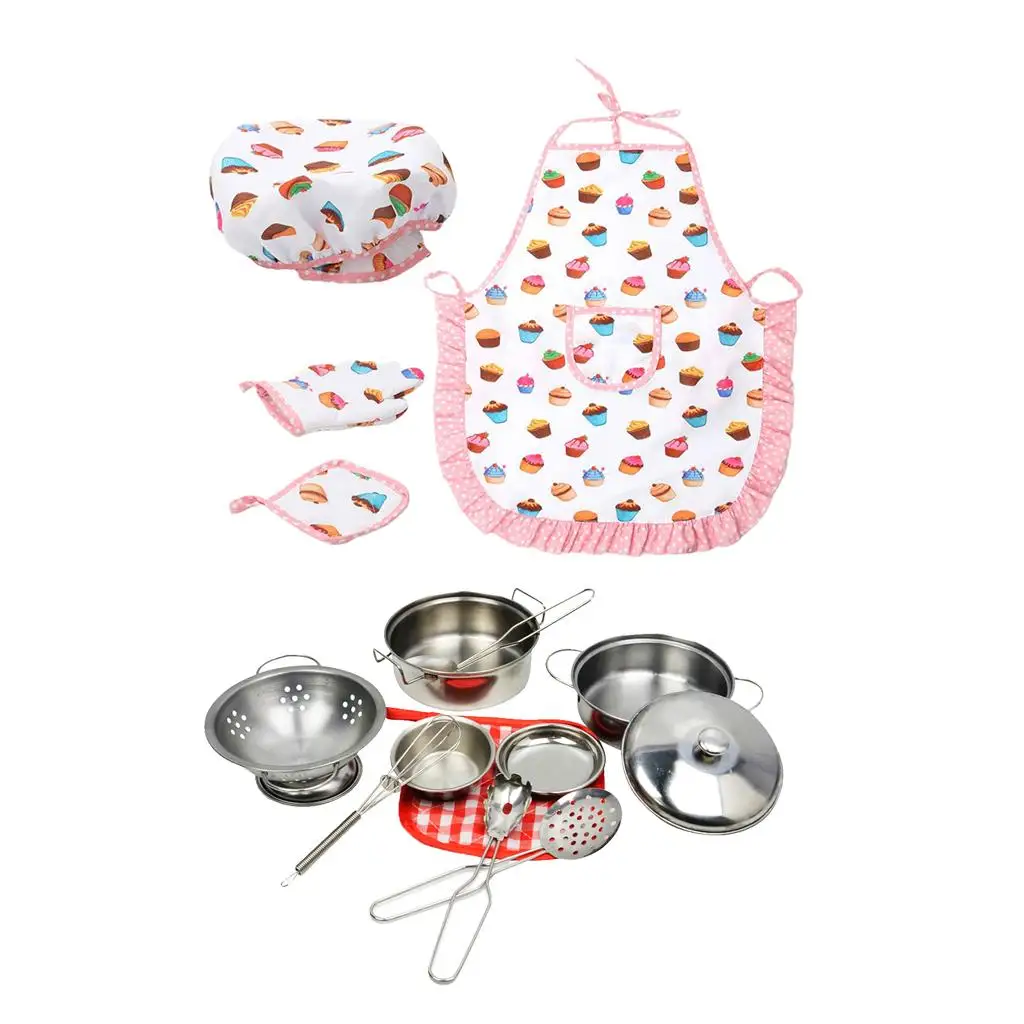 Stainless Stain Preschool kitchen Cooking Cookware Suit Toys