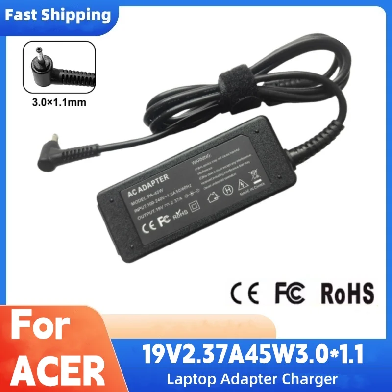 45W Laptop Adapter 19V 2.37A 3.0*1.1MM Charger For Acer Aspire S7 391 V3-371 Switch12 PA-1450-26 A13-045N2A 547H Chromebook 11