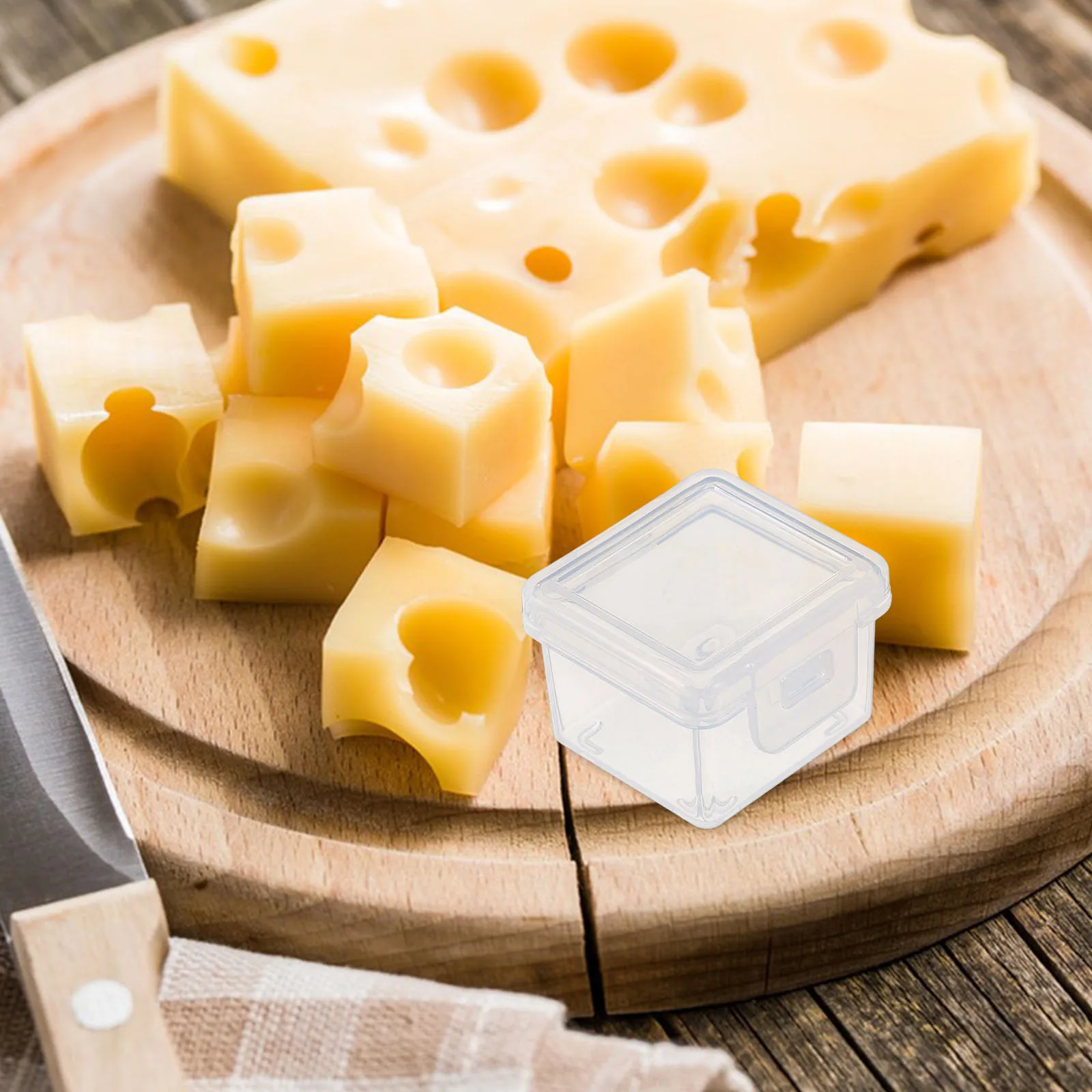 

Mini Square Cheese Storage Box Plastic Containers Fridge Kitchen Fresh Keeping Food Storage Small Size Versatile Household Boxes