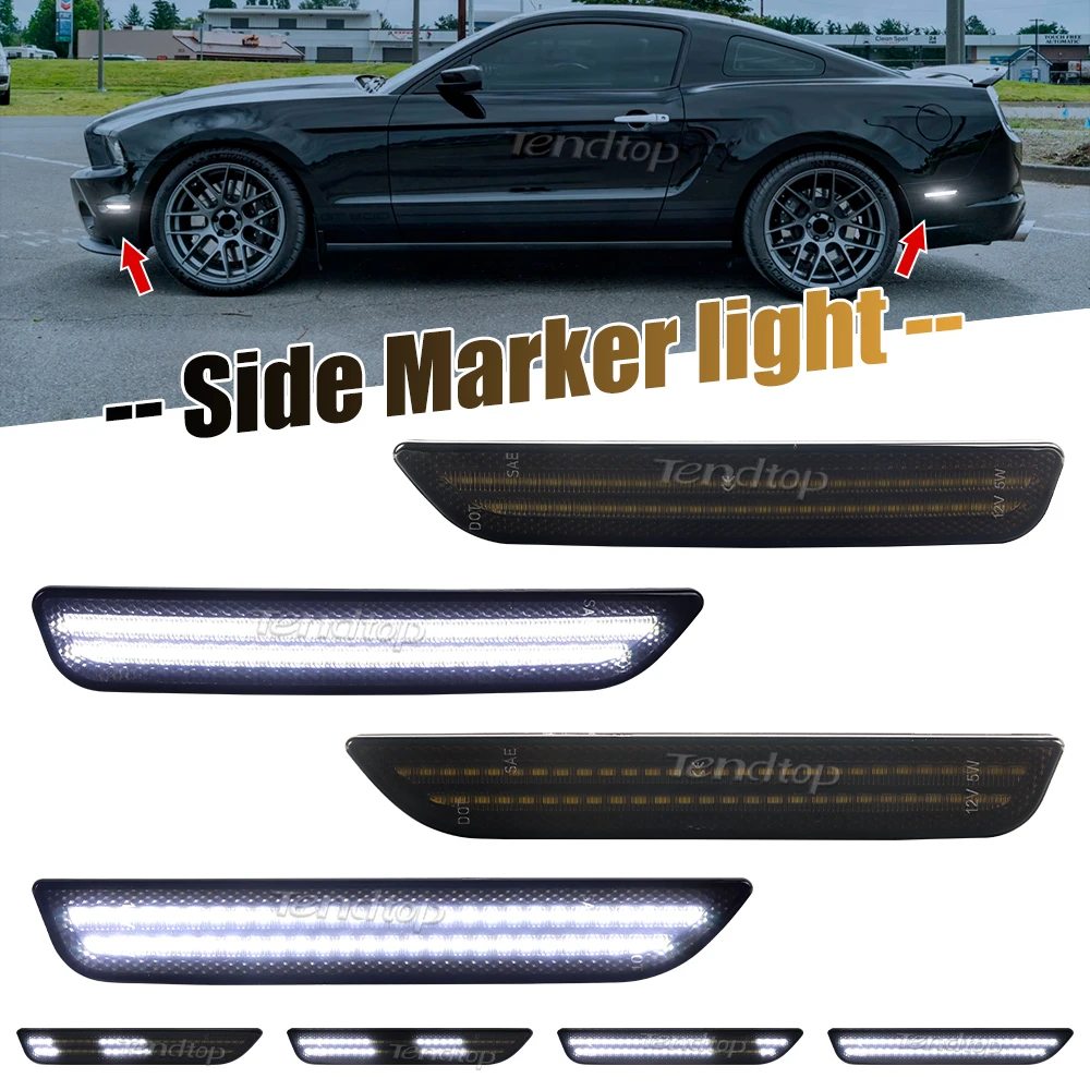 4pcs Car Front Rear Bumper Side Marker Light White For Ford Mustang Base GT Shelby GT500 Boss 302 2010 2011 2012 2013 2014