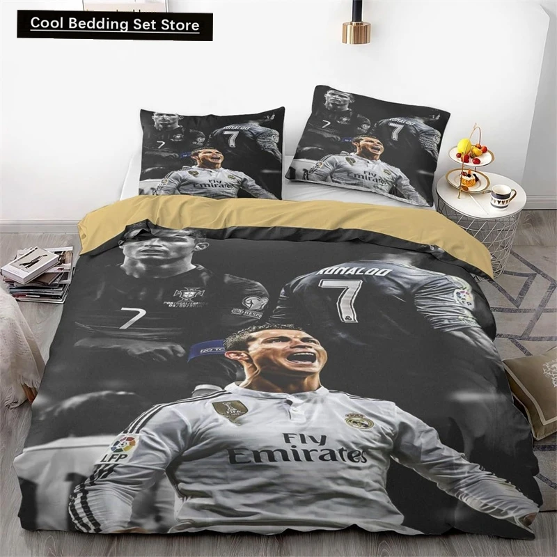 

Football Themed Bedding Set Made of Microfiber Material, Football Stars 3-Piece Duvet Cover Set with Pillowcases for Ultimate