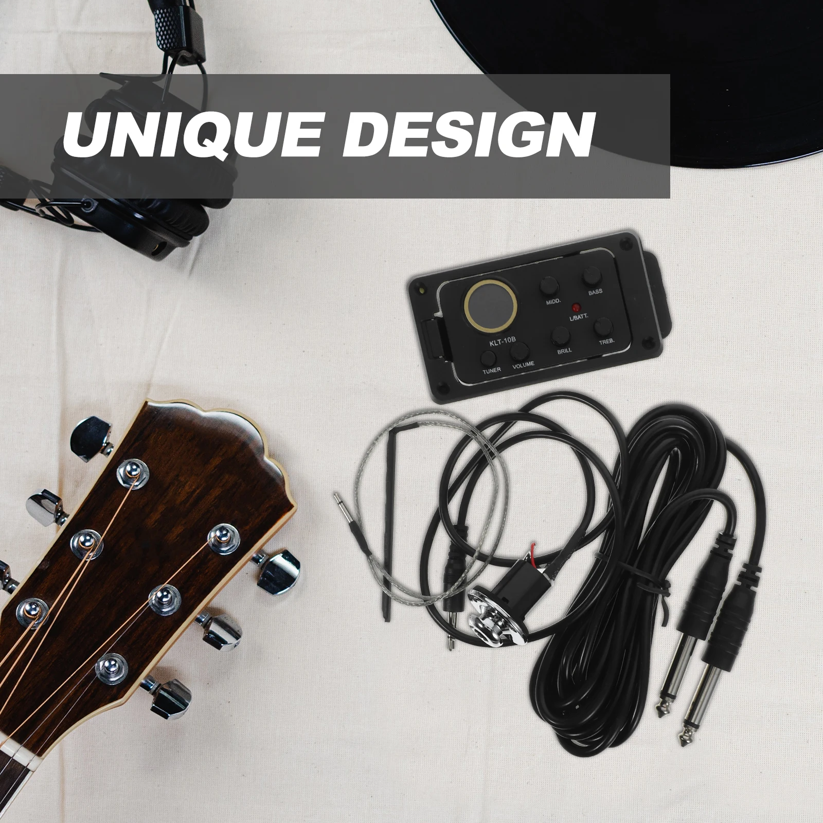 

Folk Guitar Acoustic Pickup Equalizer Volume Control Black Bass Preamp Piezo System Tuner LED Indicator Guitar Accessories