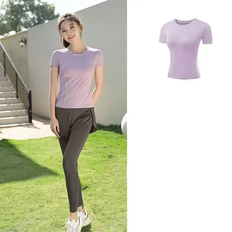 Schlankheits- und Schlankheits-Sport-T-Shirt, schnell trocknend, für Damen, atmungsaktiv, kurzärmelig, Lauf- und Fitness-Top, Yoga, kurzärmelig