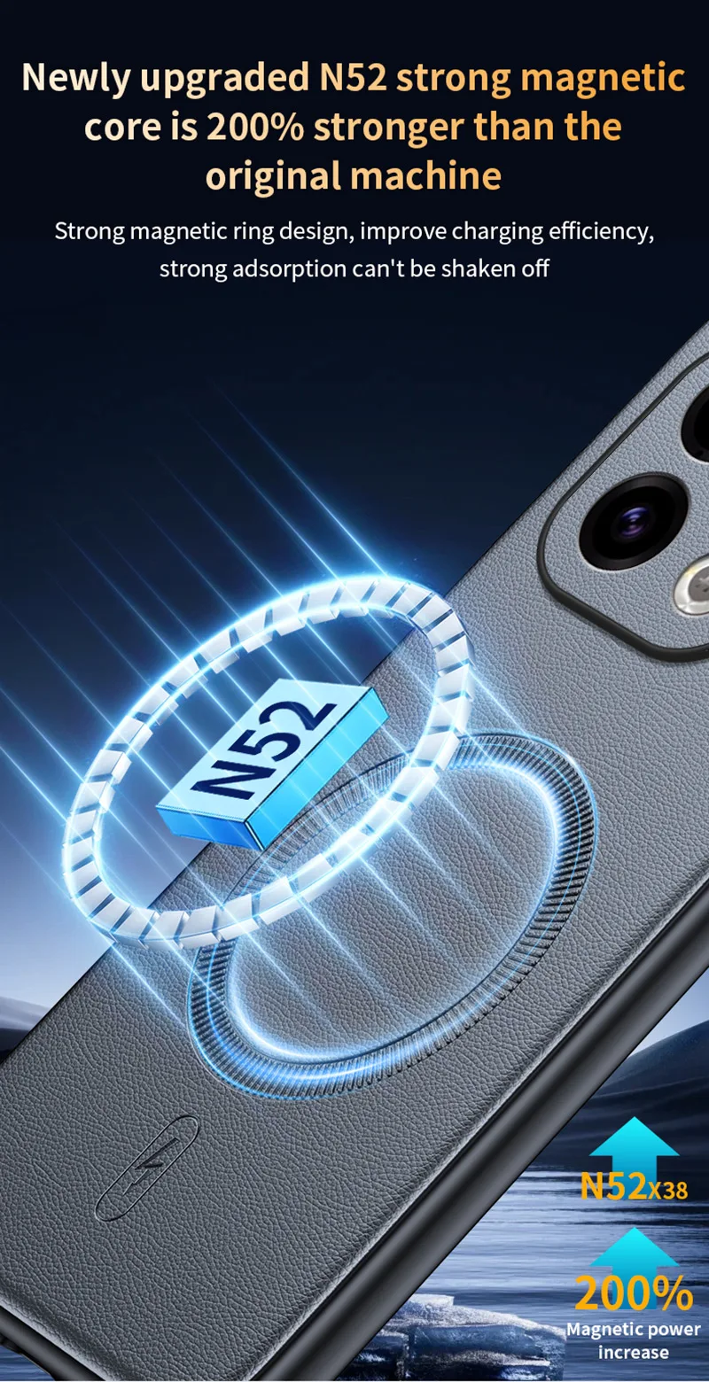Für OPPO Find X9: Magnetische Lederhülle mit Schutzfunktion, Anti-Fingerabdruck, rutschfest, aus PC+TPU. – Detail 9