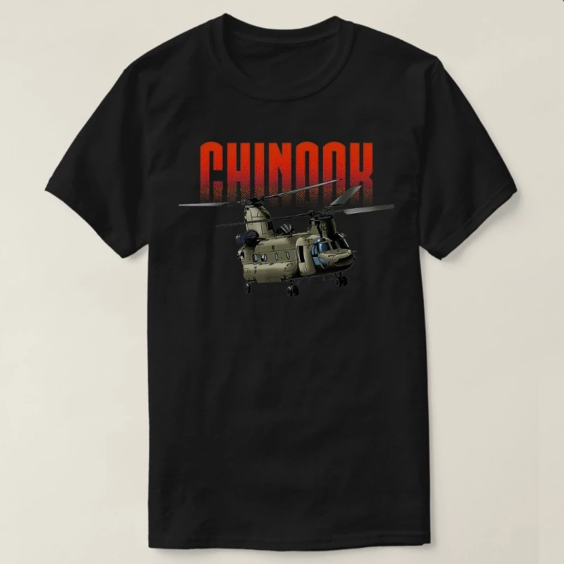 

USA Military Warbird Chinook Helicopter T-Shirt 100% Cotton O-Neck Short Sleeve Summer Casual Mens T-shirt Streetwear