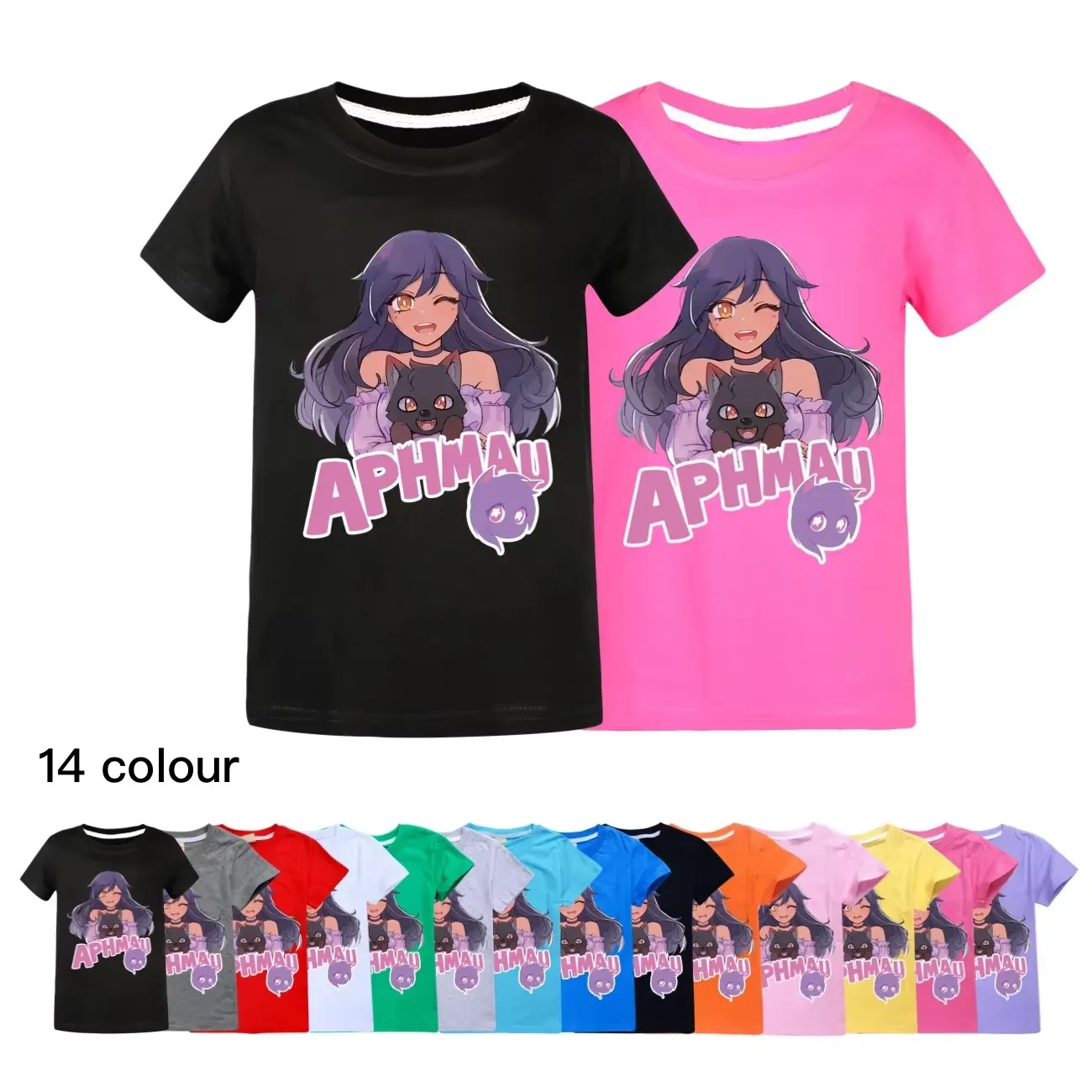 APHMAU T Shirt Kids Leisure 100%Cotton T-shirt Baby Girls 2024 Summer clothes Toddler Boys Short Sleeve Tops children's clothing