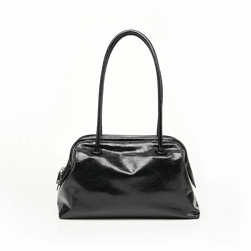 

New style women Large capacity tote bag genuine leather handbag Oil wax skin lady versatile commuting portable shoulder bag