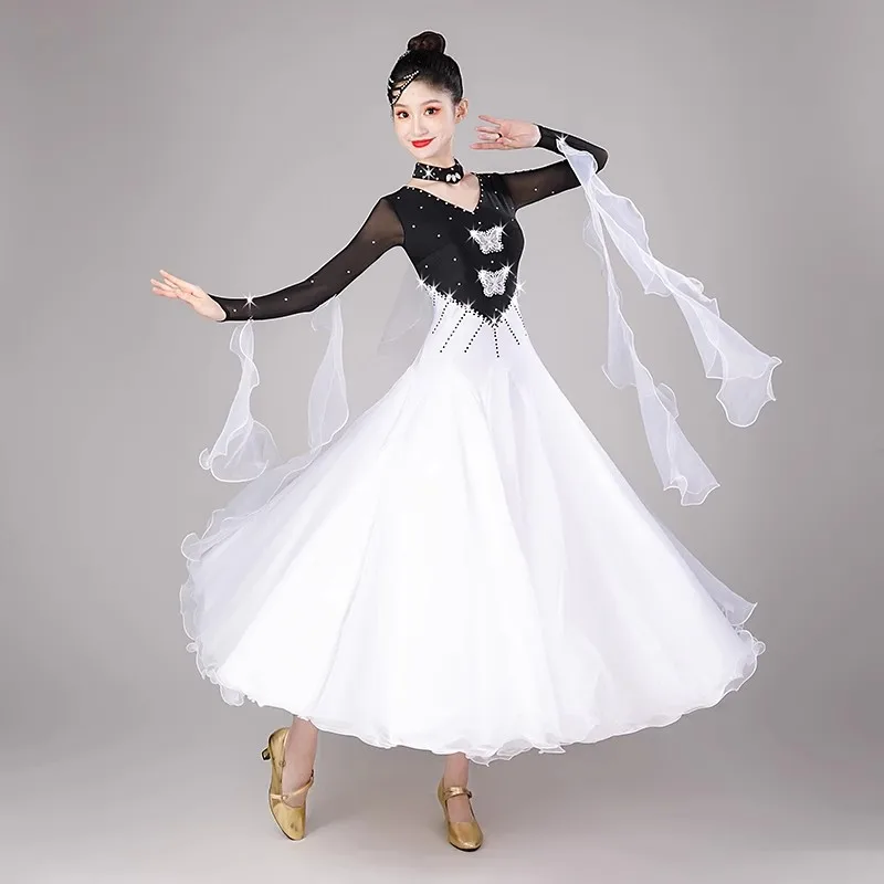 

2023 New Modern Dance Dress Standard Ballroom Dress Costumes Women Competition Big Swing Waltz Practice Clothes Tango Dancewar