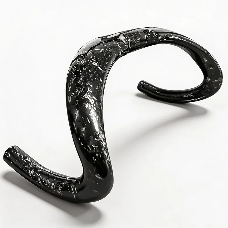 BALUGOE Ultralight Forged Carbon Fiber Road Bike Handlebar 285-365mm Drop Bar 329g Bicycle Bent Bar for Fixie Track Cycling Part