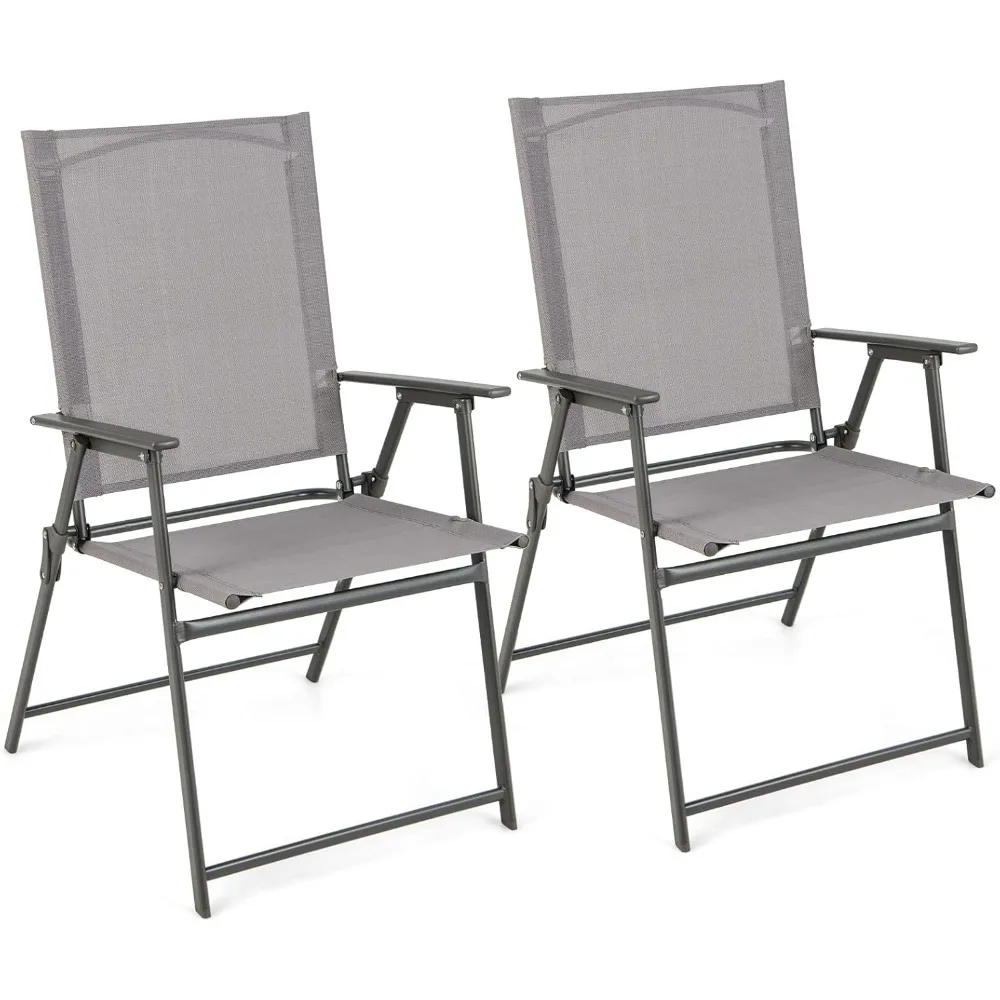 

Patio Folding Chairs, Outdoor Lawn Chairs with Rustproof Metal Frame, Portable Dining Chairs for Porch, Deck, Garden, Backyard,