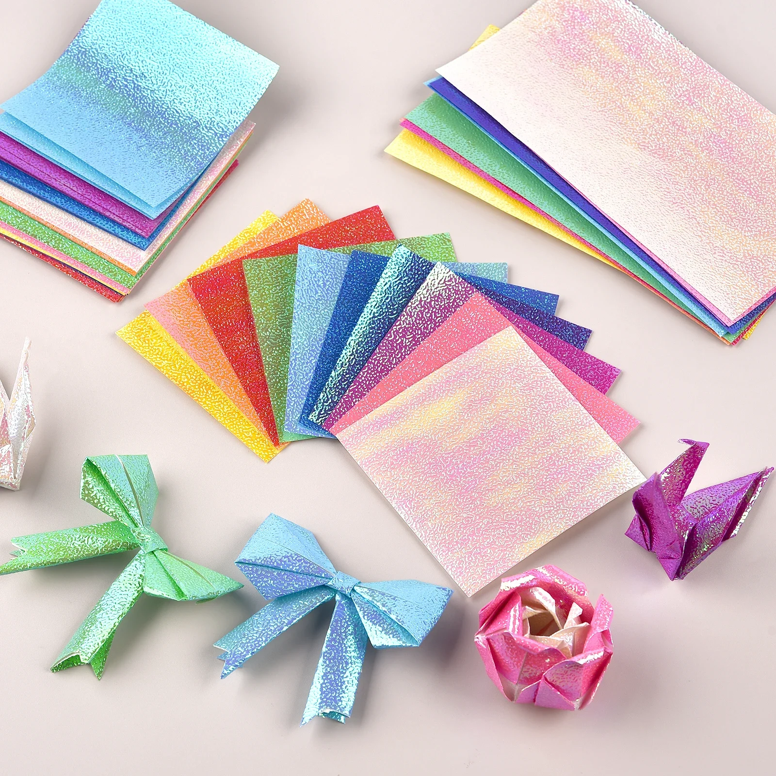 50 vellen enkelzijdig glinsterend origami-papier gemengd glanzende kleur vierkant vouwpapier scrapbooking decor doe-het-zelf accessoires