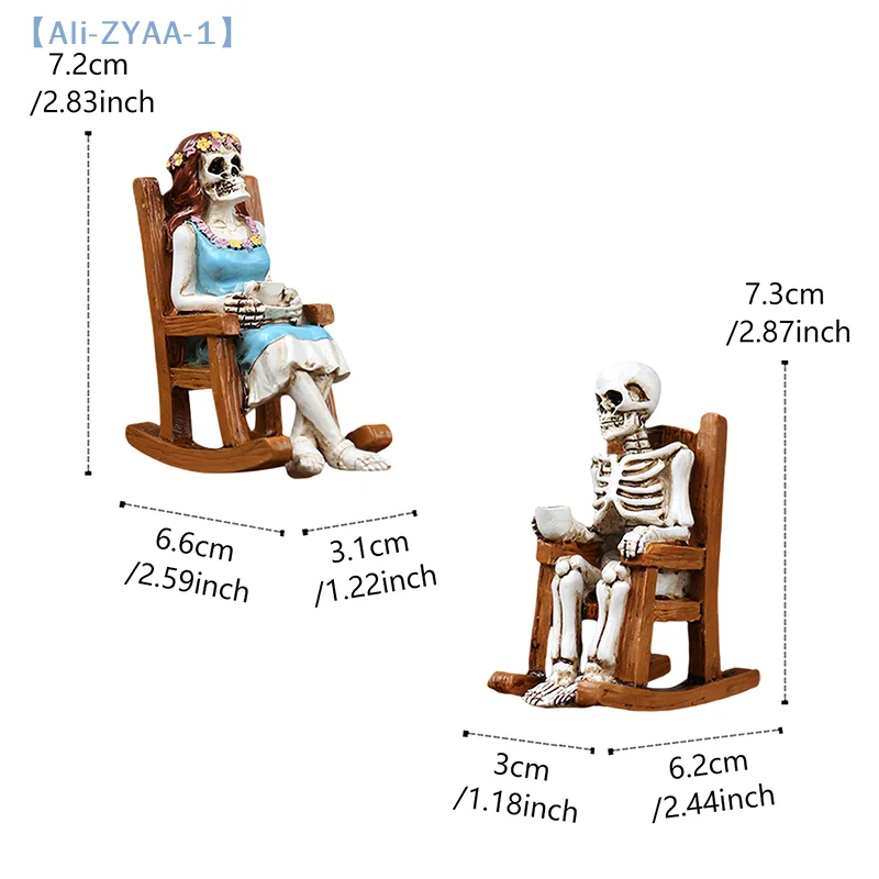 【ZYAA-1】زخرفة هيكل عظمي للزوجين للهالوين - ديكور من الراتنج للديكورات الداخلية/الخارجية، وكراسي صالة للقهوة