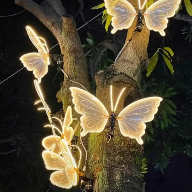 1/2 pieces of LED outdoor simulation dynamic static butterfly lights holiday party decorations