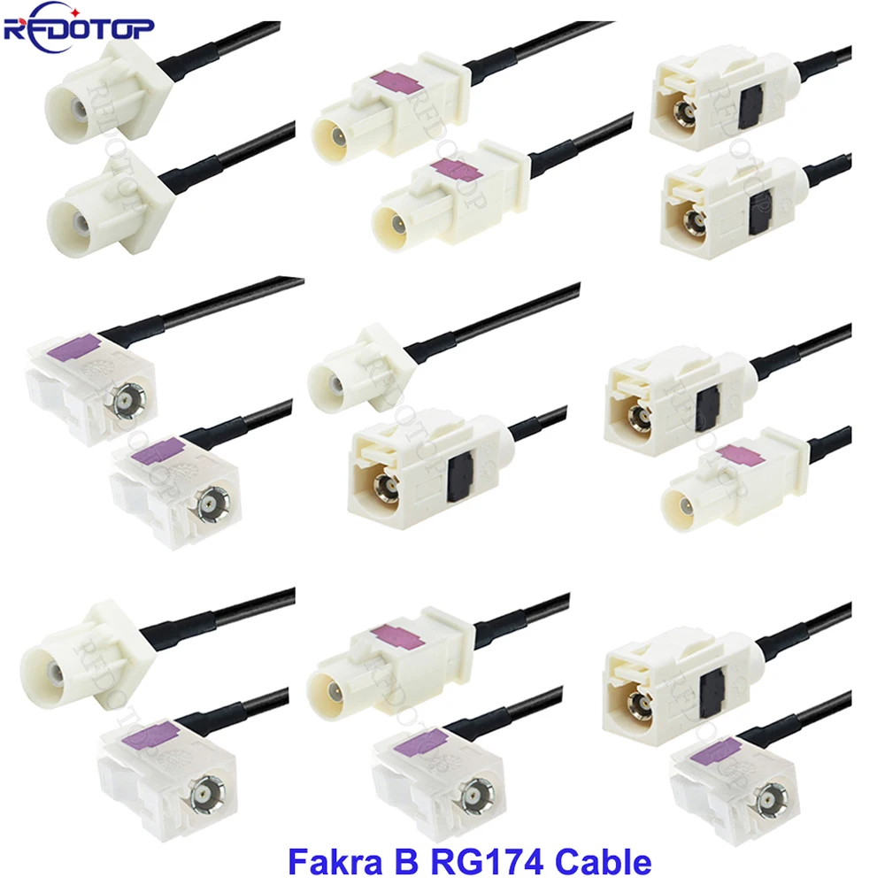 Cable blanco Fakra B RAL9001 macho/hembra RG174, Cable de extensión de antena de Radio, coleta Coaxial RF para Radio fantasma con suministro