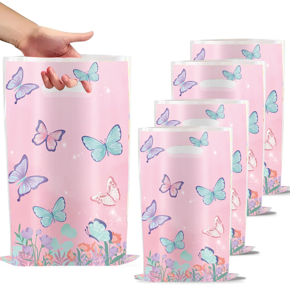 10pcs/lot Butterfly Theme Kids girls Favors Happy Birthday Party Gifts Surprise Candy Bags Decorations Loot Bags