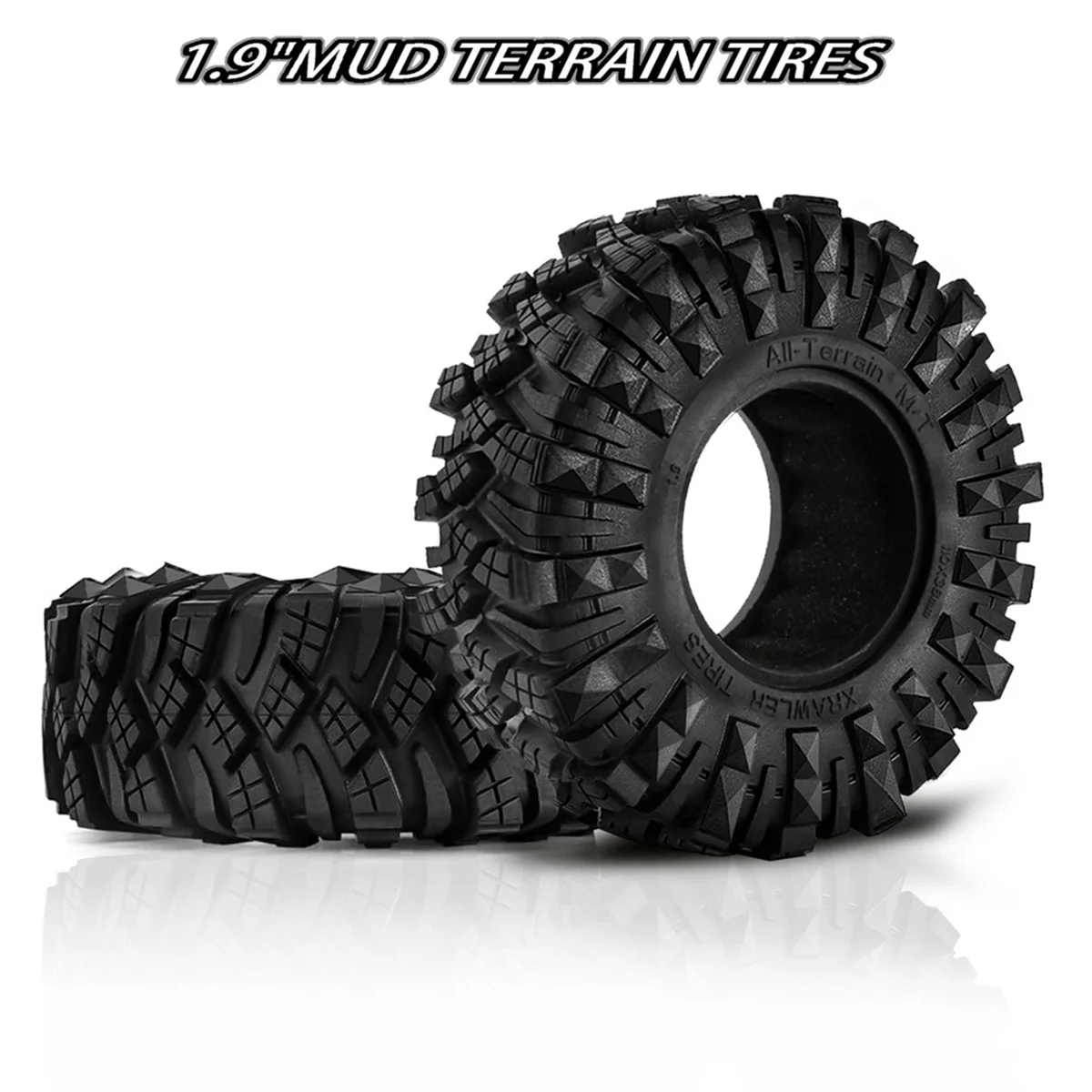 Neumáticos de tierra de barro de 1,9 pulgadas, ruedas de barro para Axial SCX10 PRO SCX10 UTB18 TRX4 Redcat Gen8 7VS4-10 1/10 RC vehículos con orugas